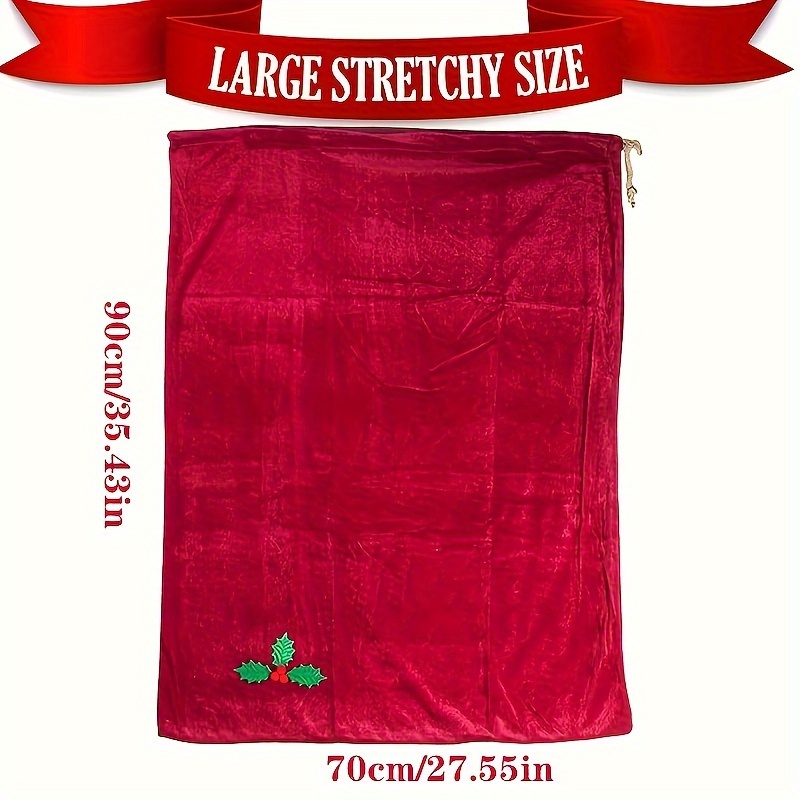Image of 1pc Large Velvet Santa Sack, Giant Red Gift Bag, Oversized Santa Sack With Drawstring, Perfect For Christmas Party Gifts And Gift Wrapping