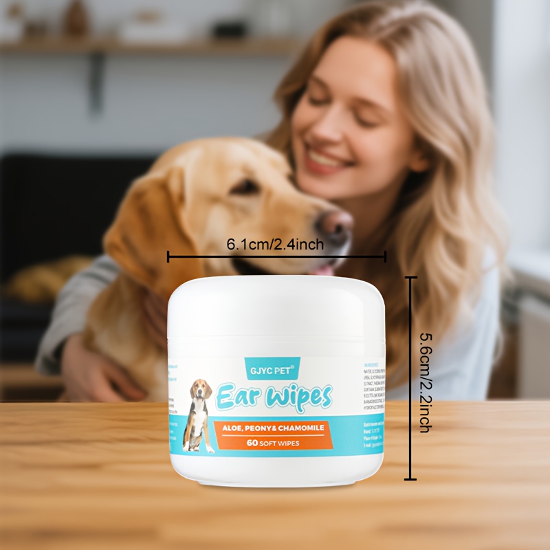 Image of 60-pack Disposable Pet Ear Cleaning Wipes For Dogs And Cats, Shared Use