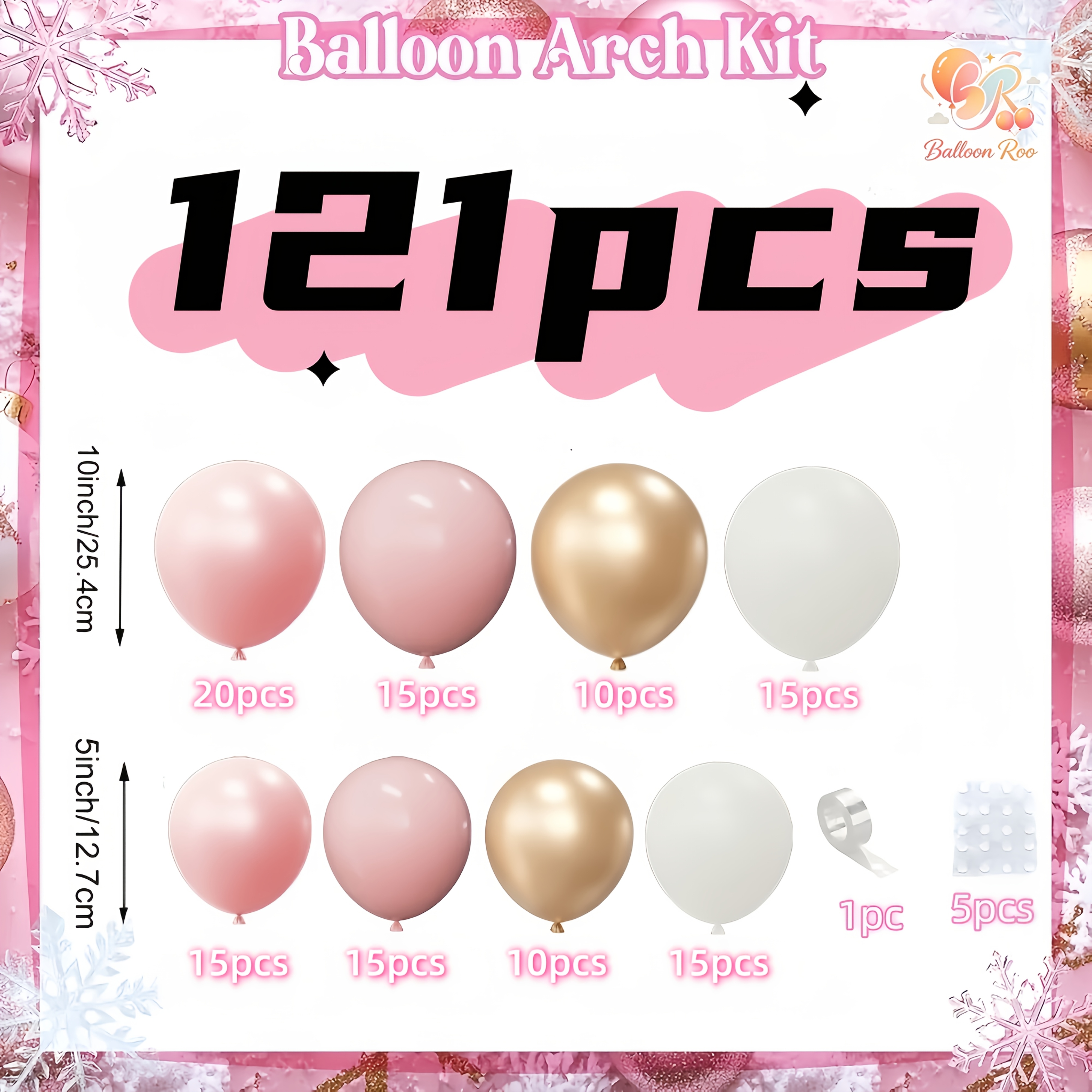 TEMU Ensemble d' à ballons de 121 pièces champagne, incluant des ballons et blancs, convient pour enterrements de vie de fille, mariages, cérémonies