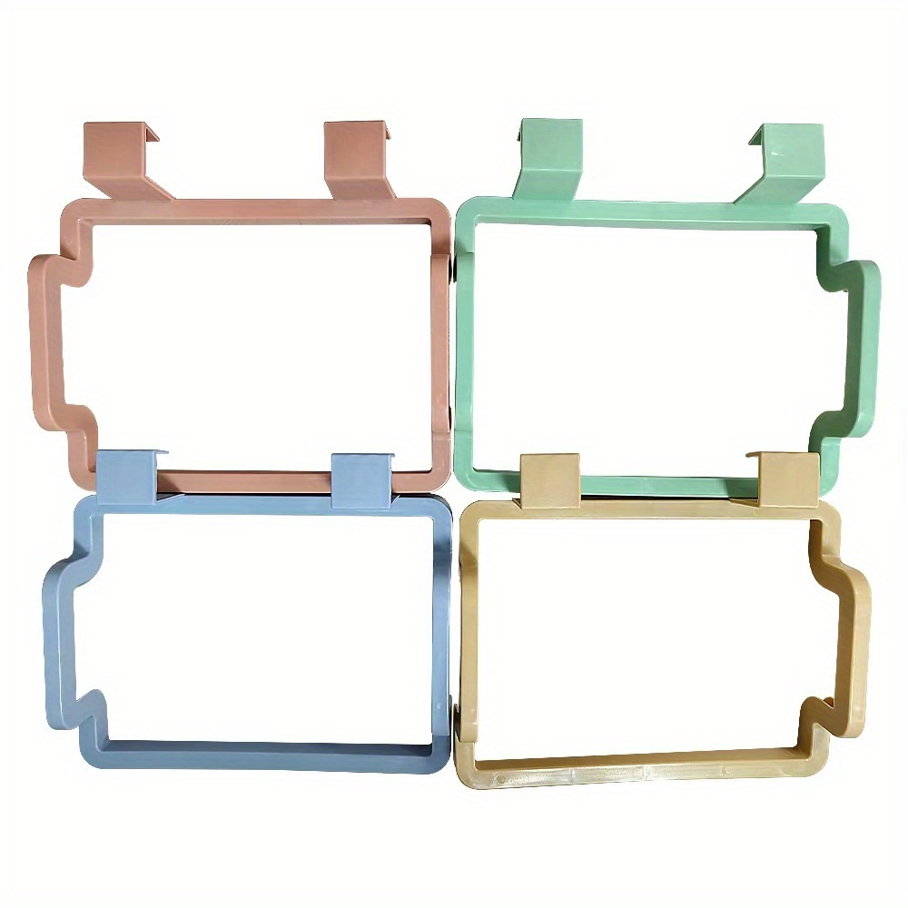 Image of 5pcs Random Color Hanging Trash Bag Holder, Wall-mounted Storage Rack For Home Use, Cabinet Door Hook Rack For Kitchen Trash Can, Easily Hangs Behind Cabinet, Can Hold Dishcloths