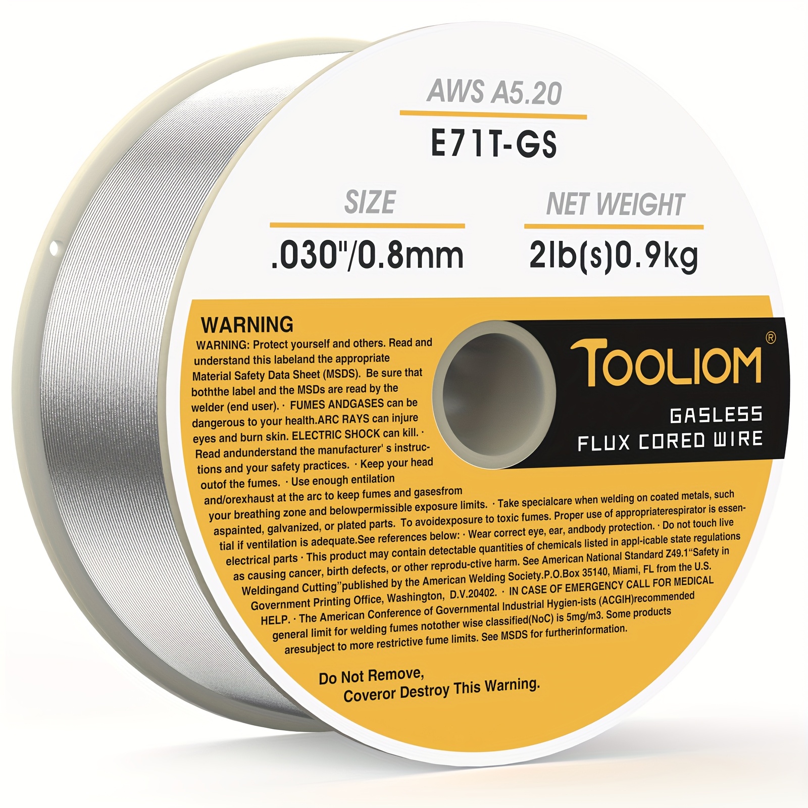 TEMU Fil de soudure à âme de flux E71T-GS 2LB gaz MIG avec bobine robuste en plastique ABS pour postes à souder Harbor