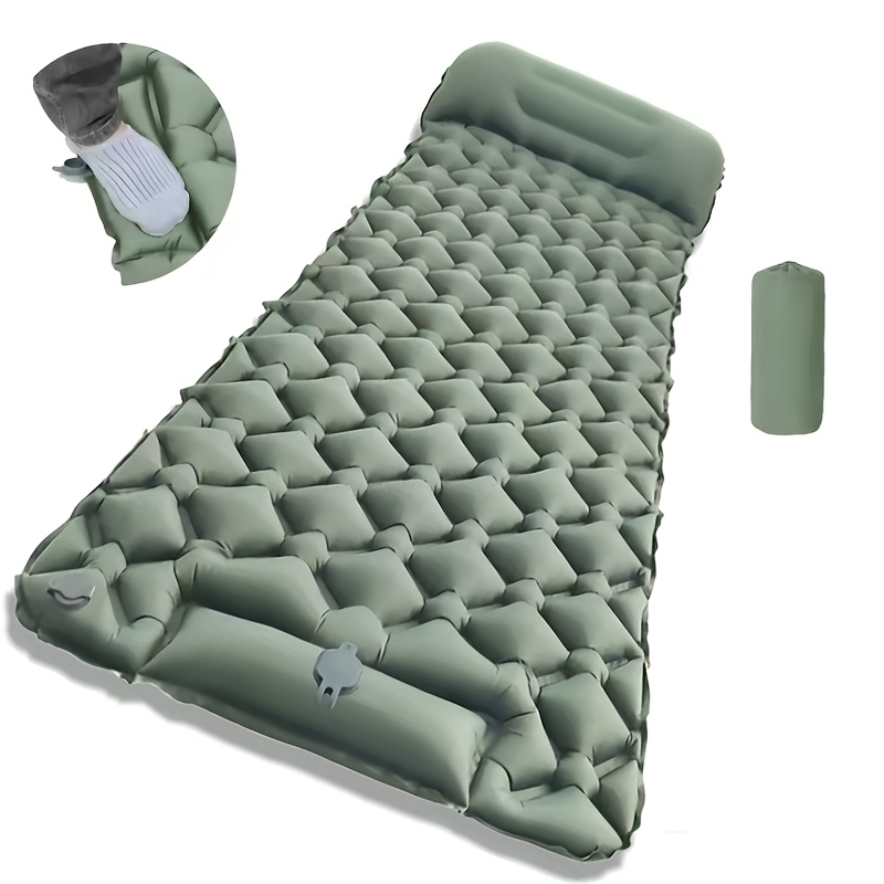 outdoor inflatable inflatable sleeping pad with pillow ultralight thicken sleeping pad splicing built in pump air cushion travel camping bed