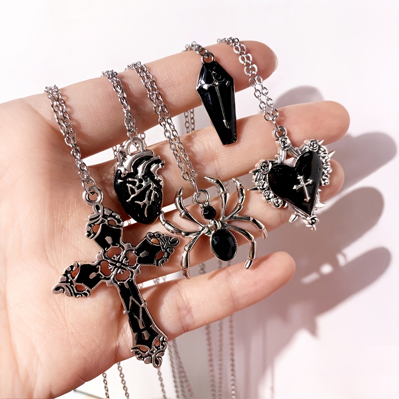 5pcs y2k vintage gothic punk rock style necklace set - Temu Qatar