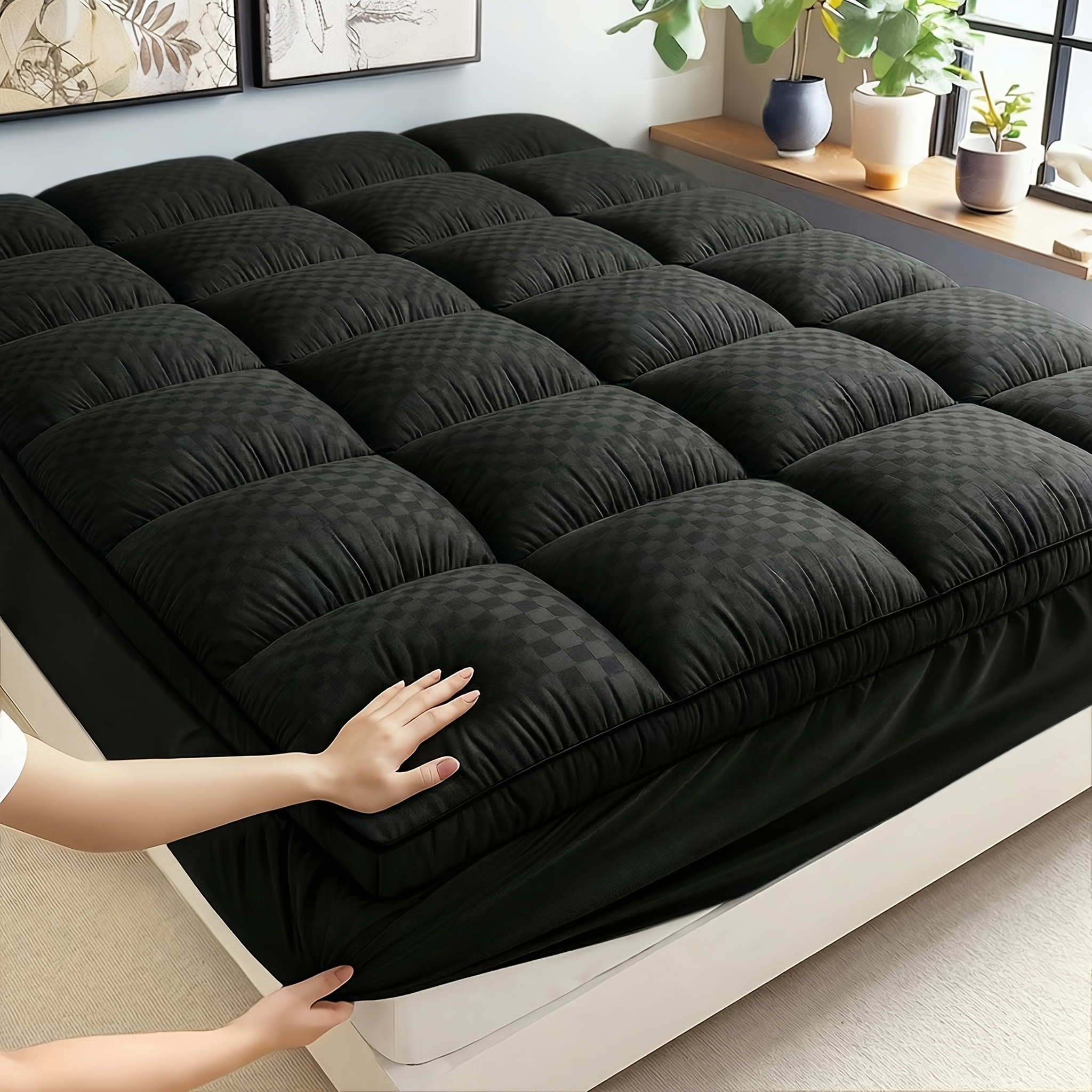 TEMU Mattress Topper, Mattress Pad, Pillow-top Mattress Cover, Quilted Fitted Mattress Protector, Top-stretch Fits 8-21 Inch Deep Pocket Cooling