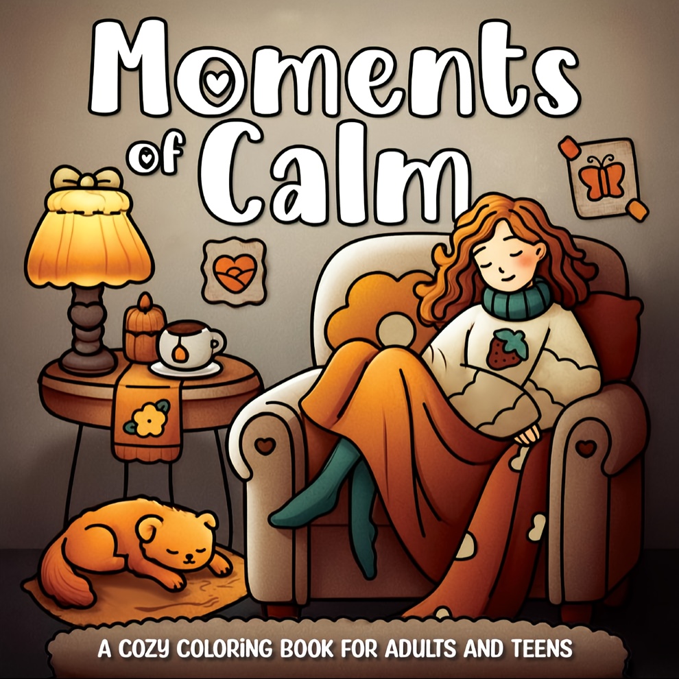 Image of 22-pages Deluxe Moments Of Calm Coloring Book, Cozy & Relaxing -inspired Easy Designs Featuring Women In Scenes, Thick Paper, Enjoy A Moment Of Amidst , Each Page Is You Slow Down