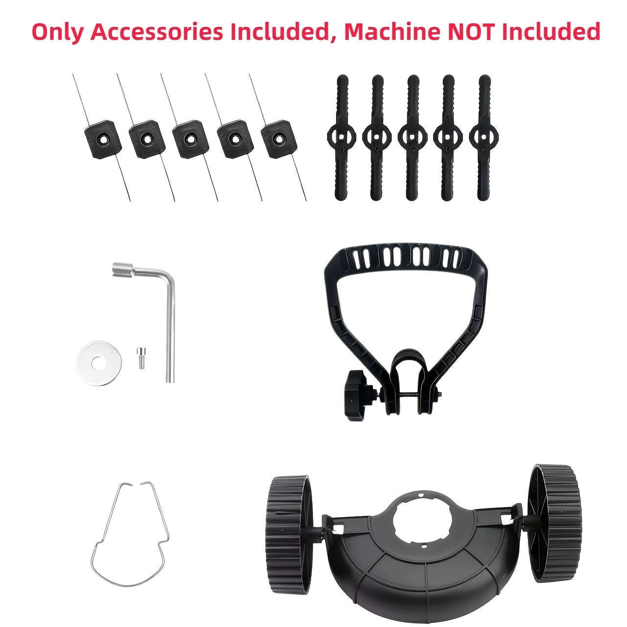 TEMU Ensemble de 16 pièces d'accessoires pour coupe-bordures et taille-bordures | Inclut 5 fils de coupe | 5 lames de coupe en plastique | Roues