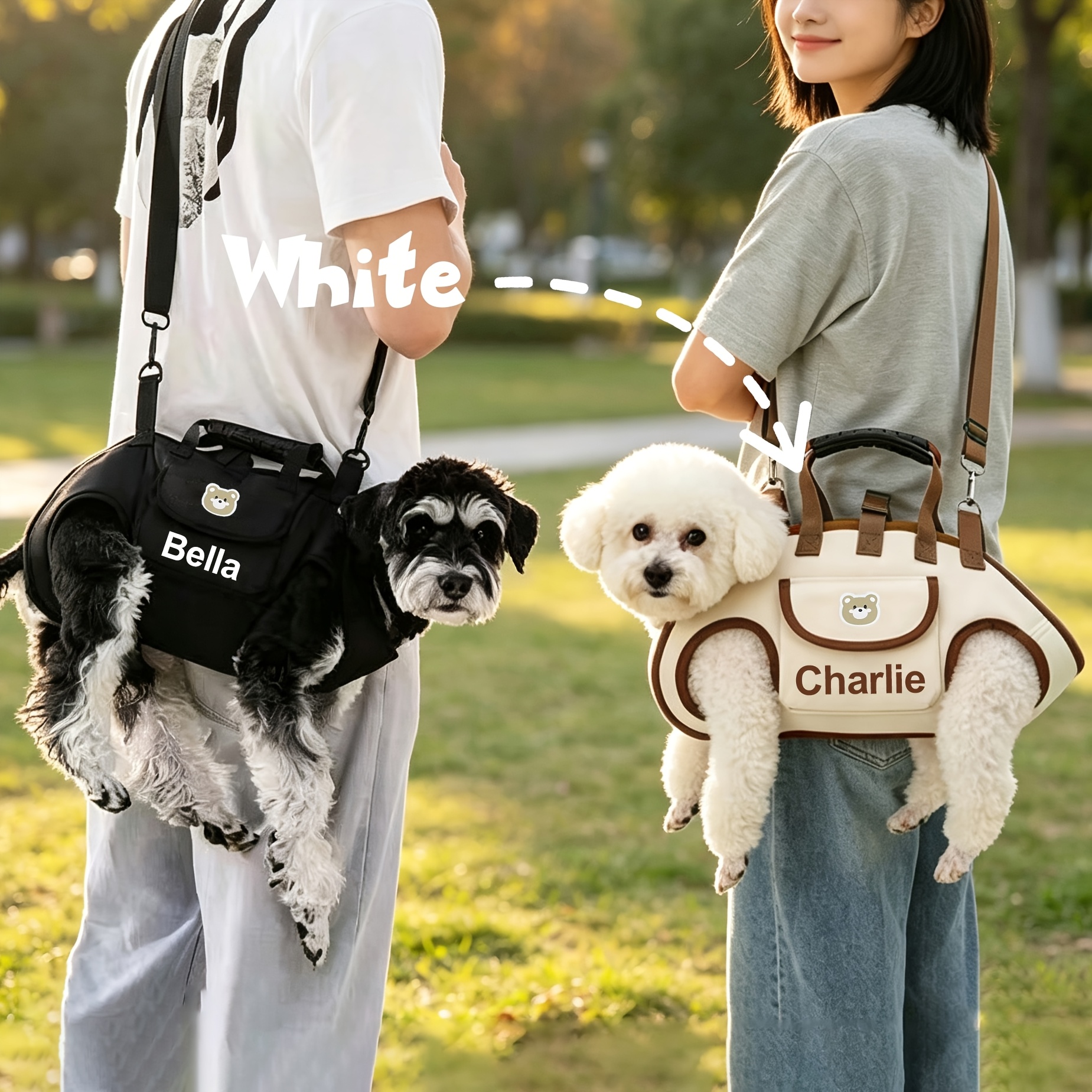TEMU [Personalizzabile] Pettorina orizzontale portatile per cani, borsa a tracolla traspirante multifunzionale, pettorina per trasporto animali