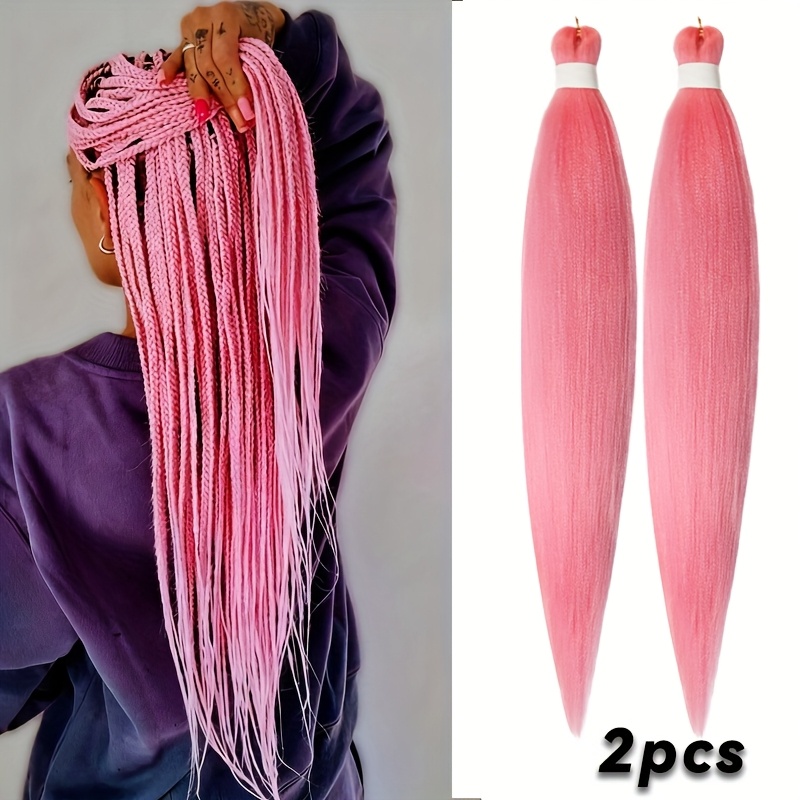 TEMU 2 Packs Braiding Hair 32-inch Pre-stretched Synthetic Braiding Hair Extensions For Braids, Extensions For Stage, Party, Halloween, And Cosplay