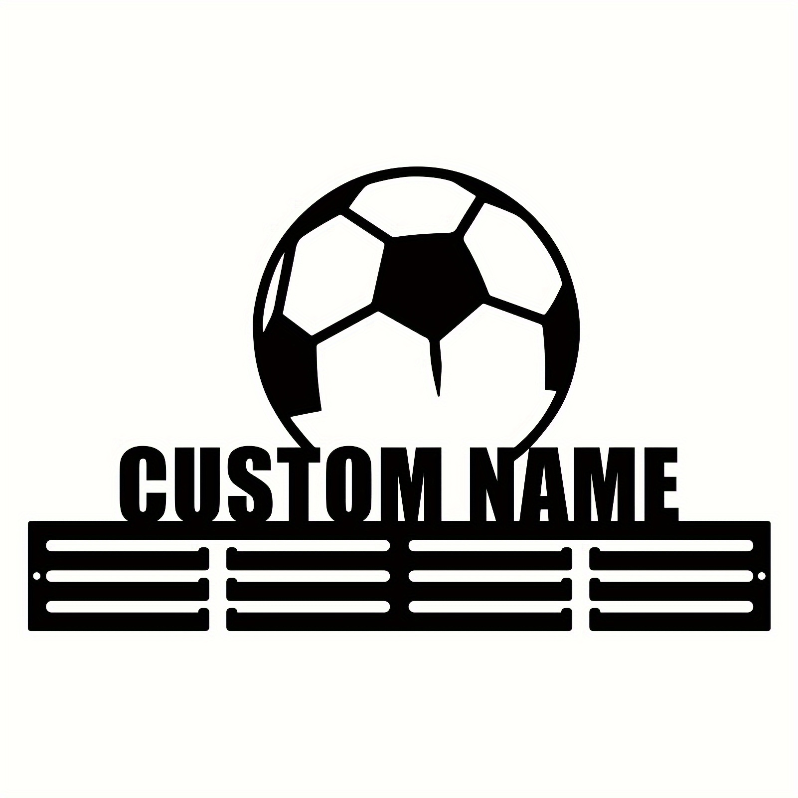 E-shop Ein personalisiertes Metallabzeichen für eine Fußballmedaille, mit Fußballmedaillen, einem Medaillen-Display, Wanddeko, individuellen