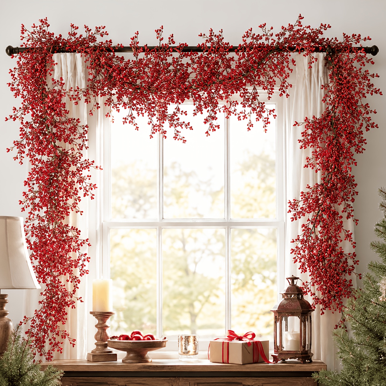 5pcs 180cm realistic   vine   artificial berry decor vine christmas holiday realistic   vine suitable for door frame decoration fireplace arrangement stair railing wrapping desktop centerpiece halloween