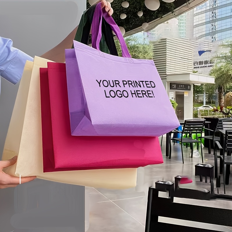 50pcs Custom Gift Bags, Reusable Personalized Shopping Bags