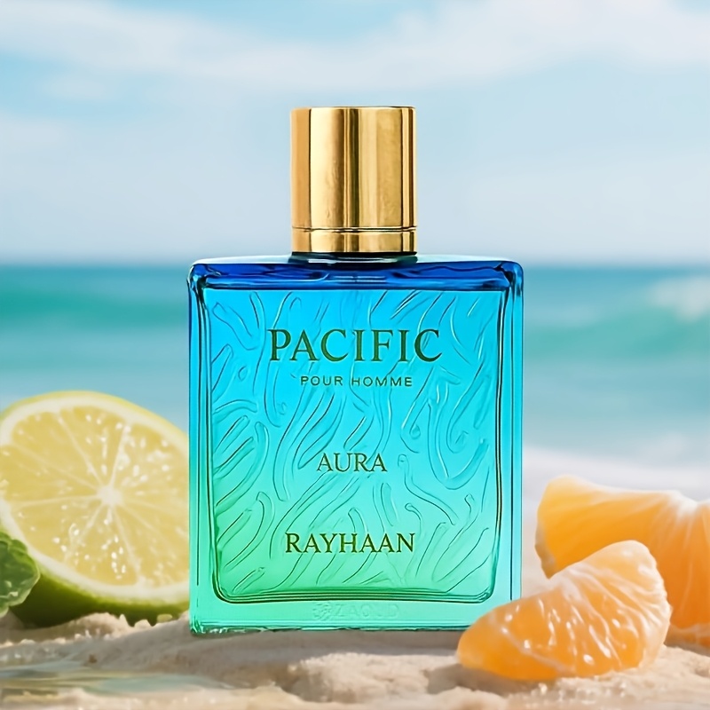 Rayhaan Pacific Aura Pour Homme, Flacon Bleu Vibrant, Parfum Rafraîchissant, Fragrance pour Hommes