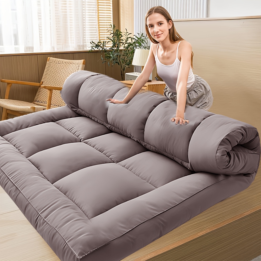 TEMU Thicken Cooling Mattress Topper, 1500gsm Queen Size Mattress Protector Breathable & Soft Mattress Pad Fall Quickly, Overfilled Down Alternative