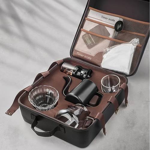 v60 pour over coffee maker set with carry case black 600m