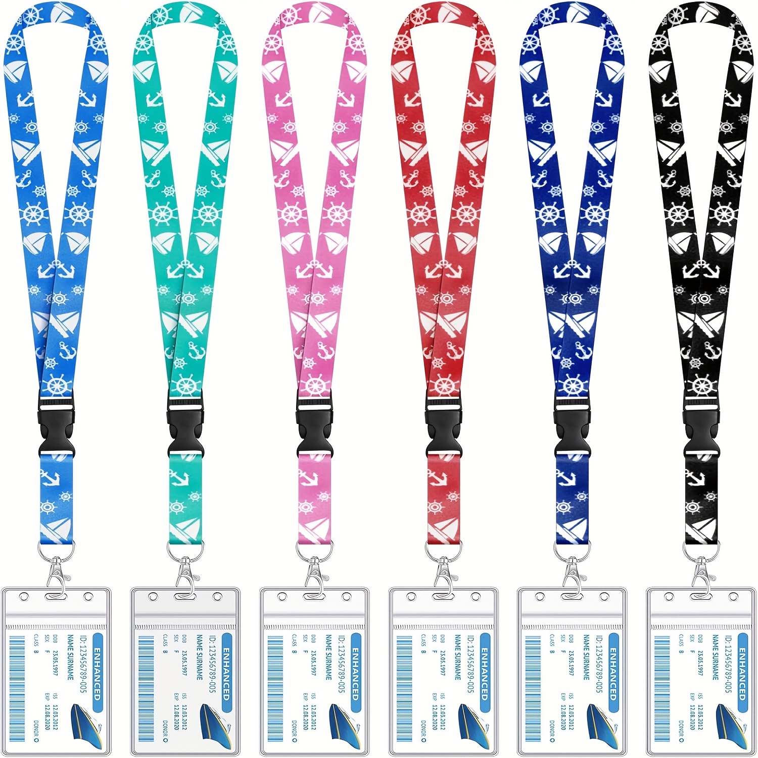 2d 6 Pack Cruise Lanyard Cards Detachable Lanyards With Id Badge Holder, 2026 Cruise Essentials Additions