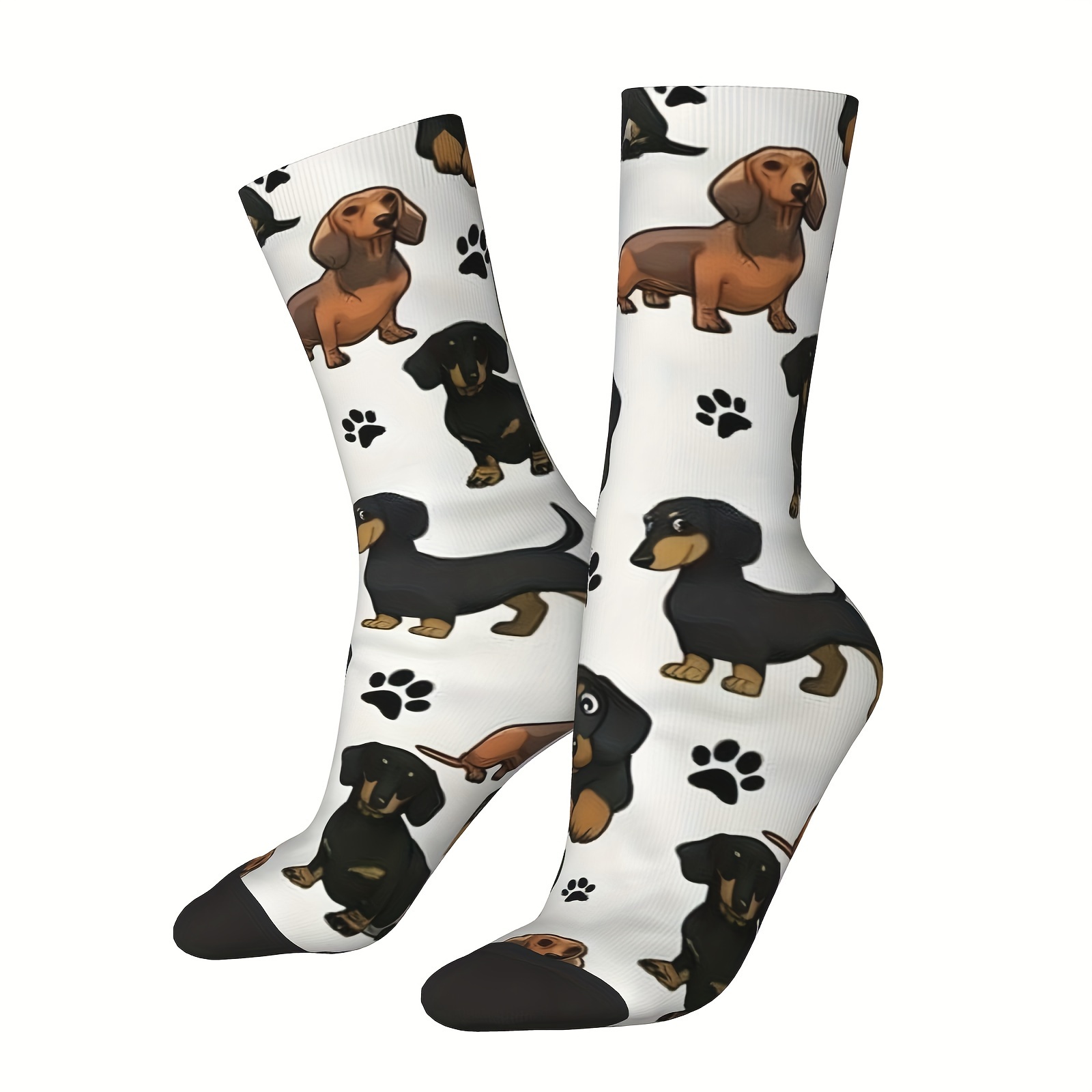 

1 Pair Of Unisex Harajuku Vintage Style Novelty Cute Cartoon Dog Pattern Crew Socks, Trendy 3d Digital Printed Men Women Socks, Crazy Funny Socks For Gifts