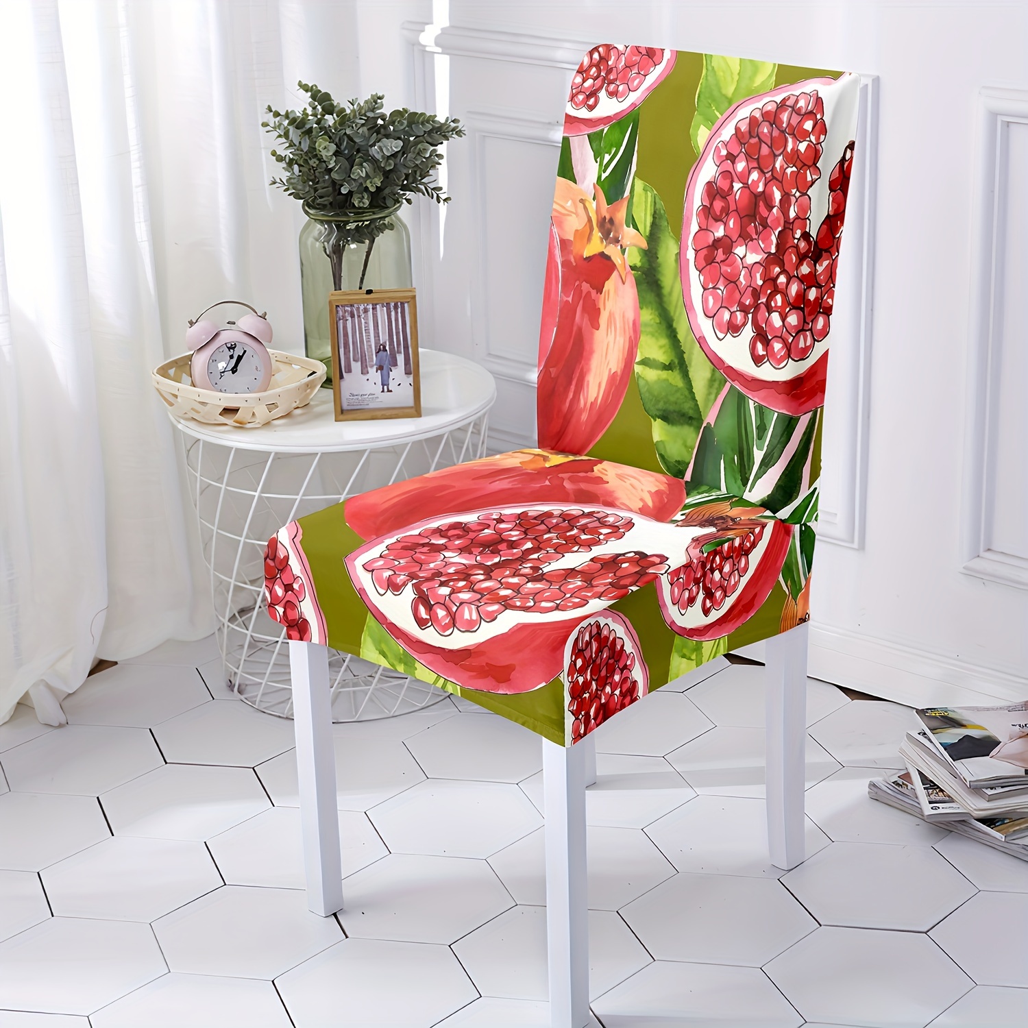 

4/6-piece Berry Print Stretchable Dining Chair Covers - Elastic, Washable Slipcovers For Restaurants, Hotels & Events - Classic Style Milk Silk Fabric Protectors