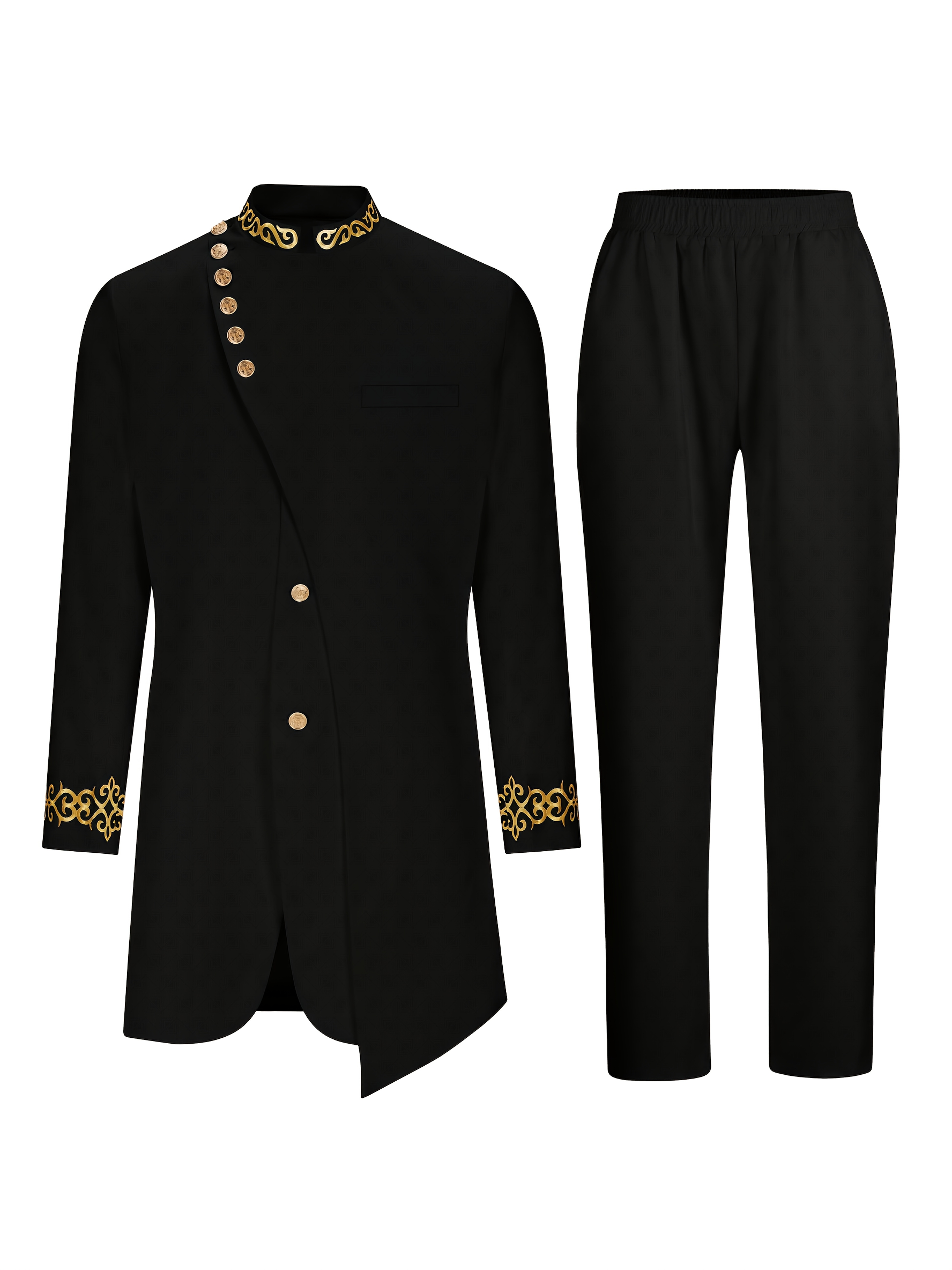 Men's Casual Long-sleeved Two-piece Suit, Mid-length Top And Trousers, Casual Suit, Business Casual, Modern Menswear, Geometric Pattern, Durable Material, Machine Washable, Longsleeve Suit, Matching Set, Office Workers, Stylish Men