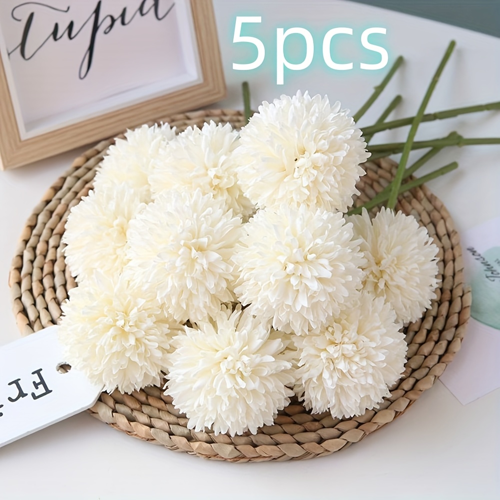 5pcs Artificial Flowers Chrysanthemum Ball Flowers Bouquet Present for Important People Glorious Moral for Home Office Coffee House Parties and Wedding