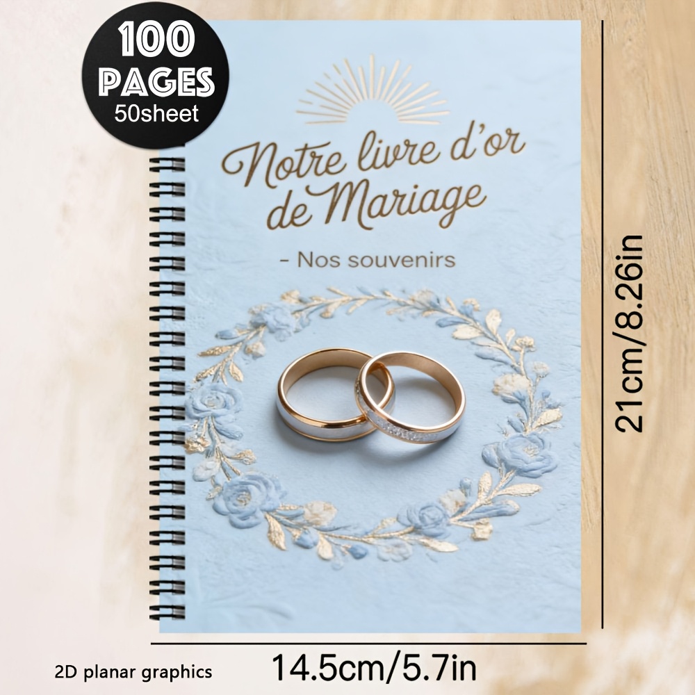 TEMU 1 pièce/1 livre 'or de style français et album souvenir de mariage — 'or élégant à motif floral français avec décoration de couronne/, livre de