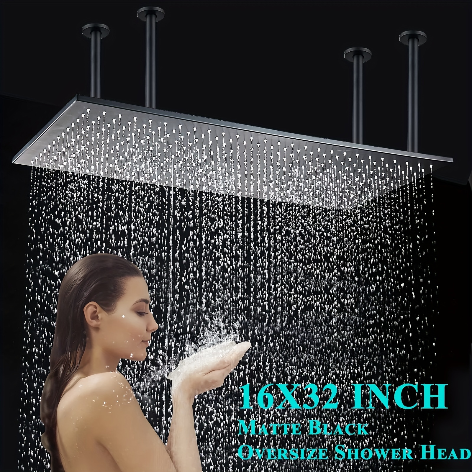 Shower System Led Square Shower Head High-pressure Luxury Shower Head 32 Inches X 16 Inches Led Matte Black Shower Faucet Combination System Shower Faucet