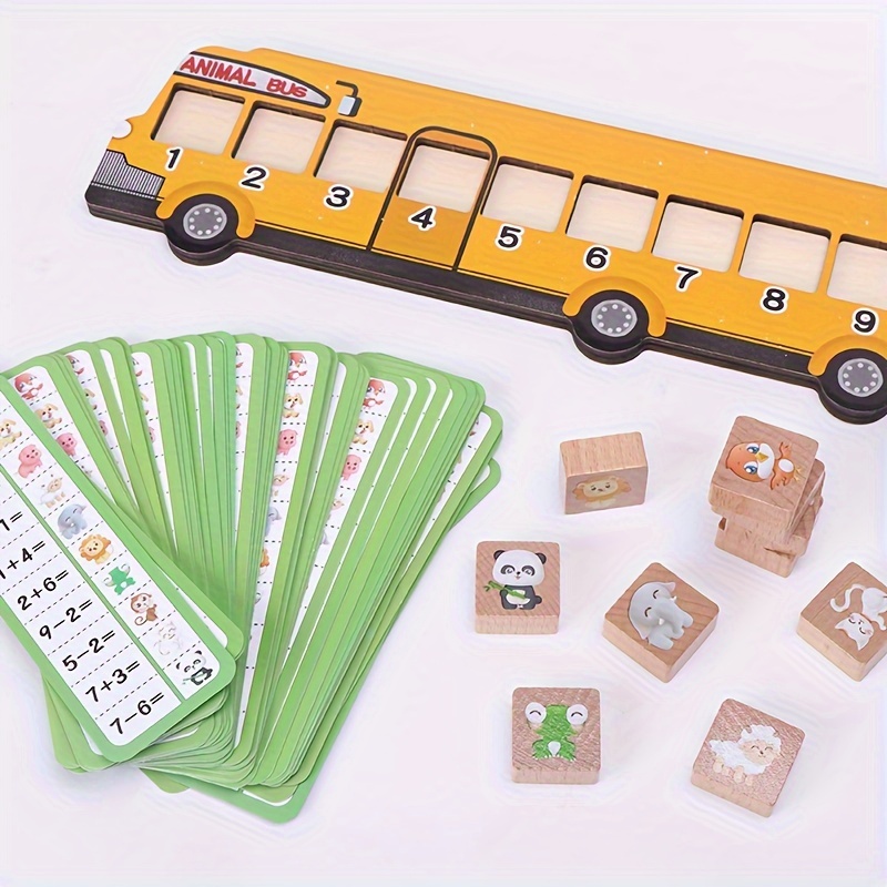 

Wooden Animal Bus Puzzle Toy - Boosts Math Skills & Logical Reasoning, Ideal Holiday Gift For Young Learners