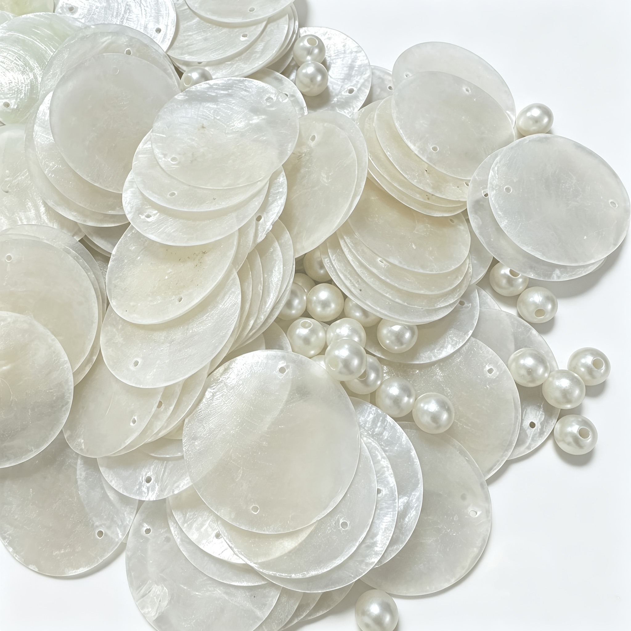 Double-hole Mica Disc Sounds Diy Hand-painted Patch Bead Curtain Wedding Shell Lighting Piece Mica Shell Gift Featherless, Synthetic Non-animal Products.