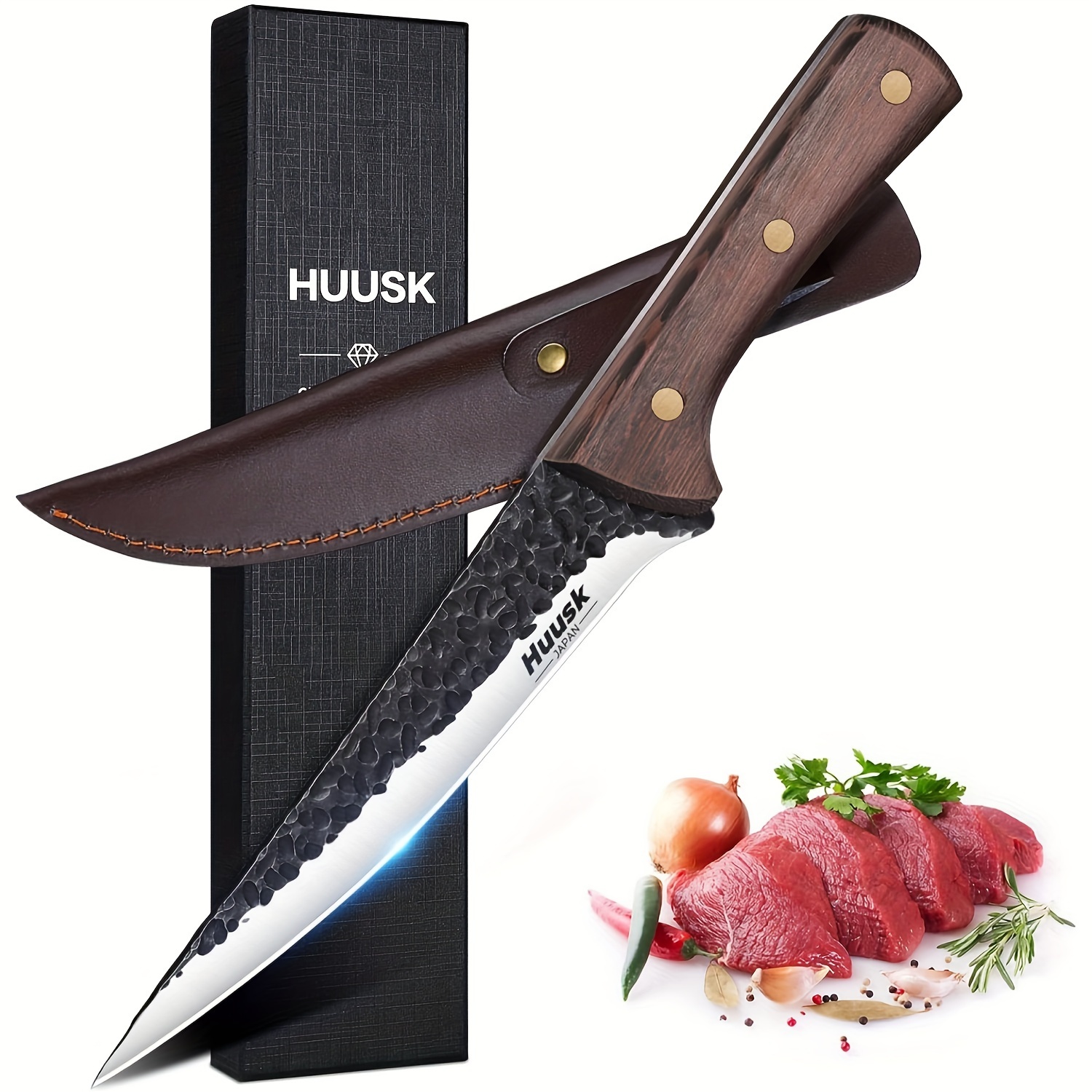 

Boning Knife For Meat Cutting - 5.7" Deboning Knife With Sheath - Japanese High Carbon Steel Fillet Knife - Hand Forged Trimming Knife - Kitchen Chef Knives For Meat, Fish, Poultry