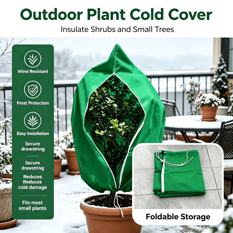 TEMU Housse de hivernale pour plantes horticoles avec fermeture à glissière et cordon de serrage au bas, Housse d'extérieur résistante au gel pour