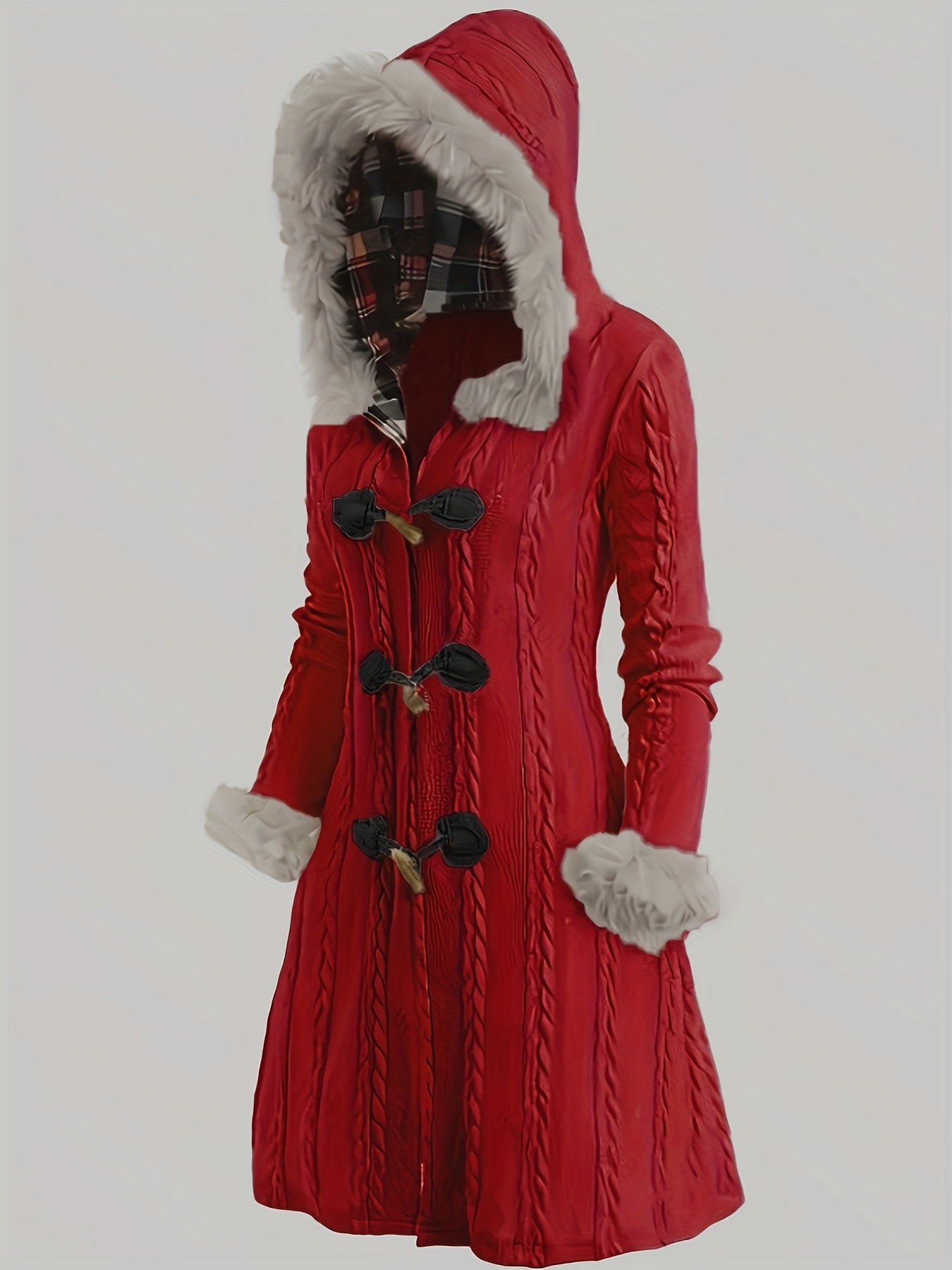 y2k damen mantel fell kapuze karo innenfutter Temu Austria