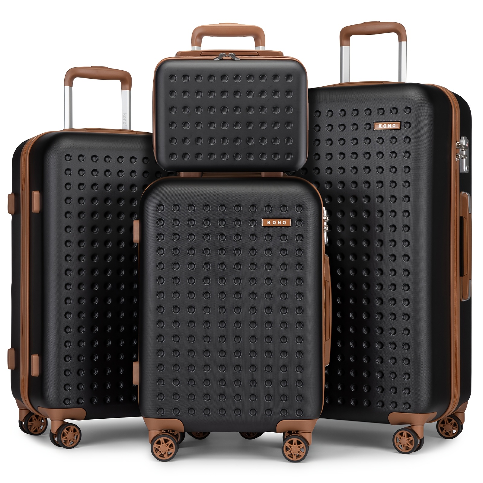 Image of 13inch 20inch 24inch 28inch Kono Hard Shell Suitcase Set Trolley 100% Abs With 4spinner Wheels Back To School Holiday Gift