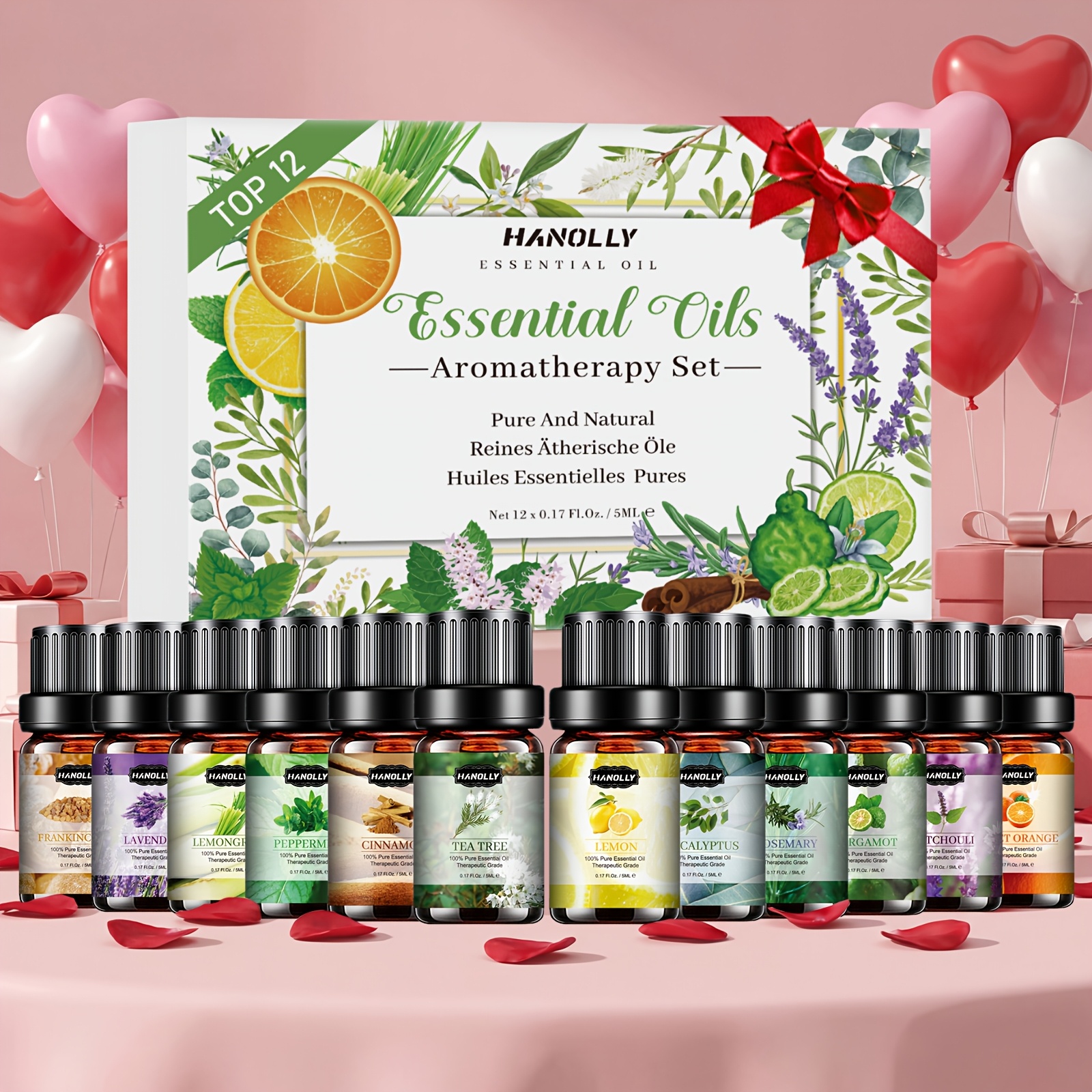 TEMU Kit d'huiles essentielles, 12/26/32/48 pièces, kit d'huiles essentielles de qualité supérieure pour diffuseur, fabrication de bougies, massage -