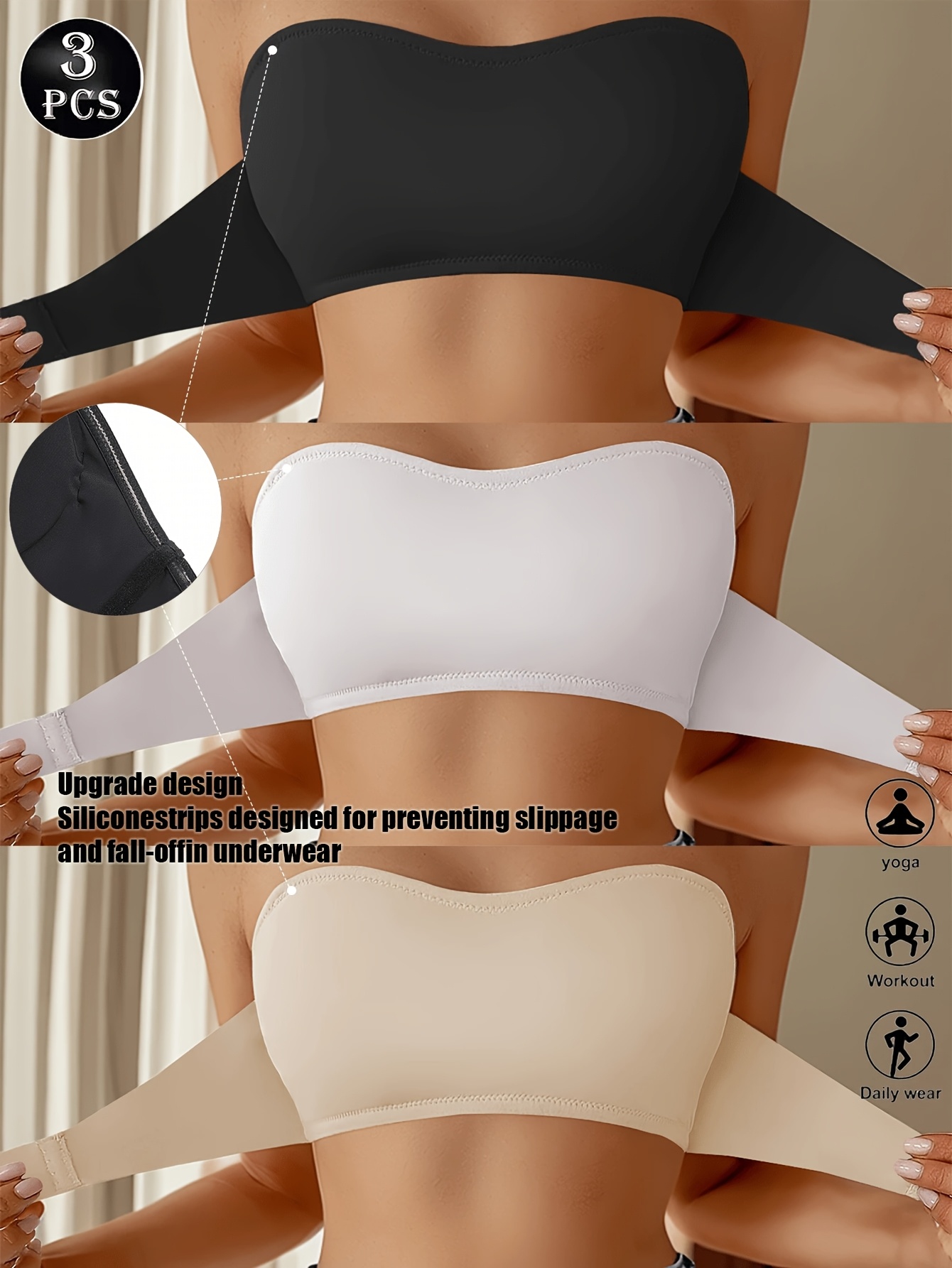 soutiens gorge bandeau bretelles tube top fermeture Temu Mauritius