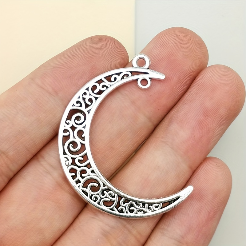 Vintage Hollow Flower Moon Charm Pendant, DIY Craft
