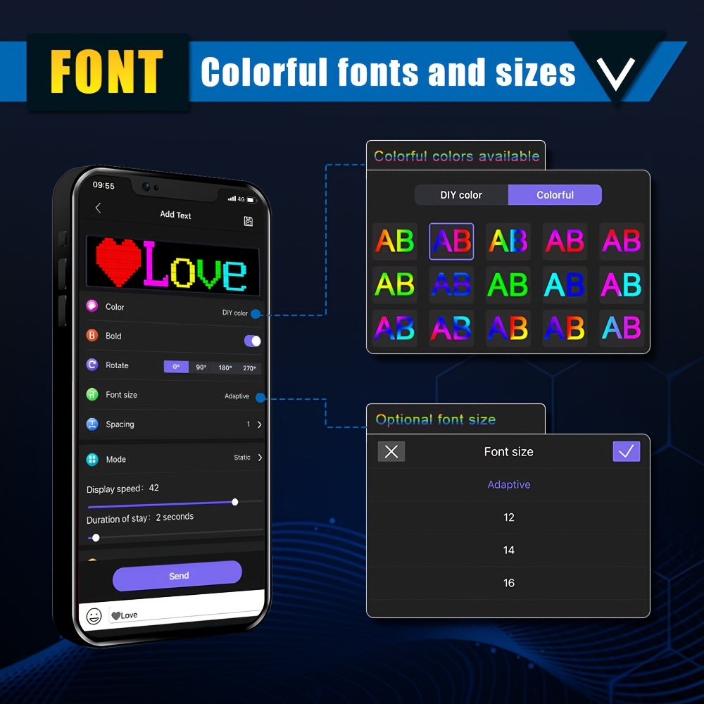 LED Scrolling Atmosphere Signs, App-Editable Text Animation