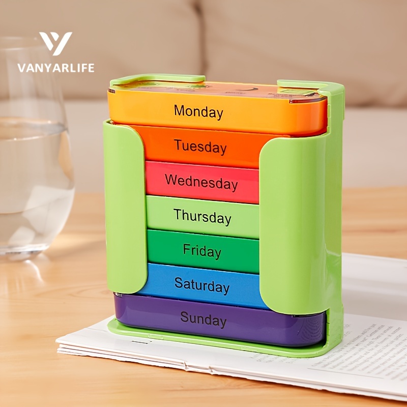 7-day Large Capacity Portable Pill Organizer With Daily Removable Compartments - Morning, , Evening, And Bedtime Sections, Weekly Medication Planner