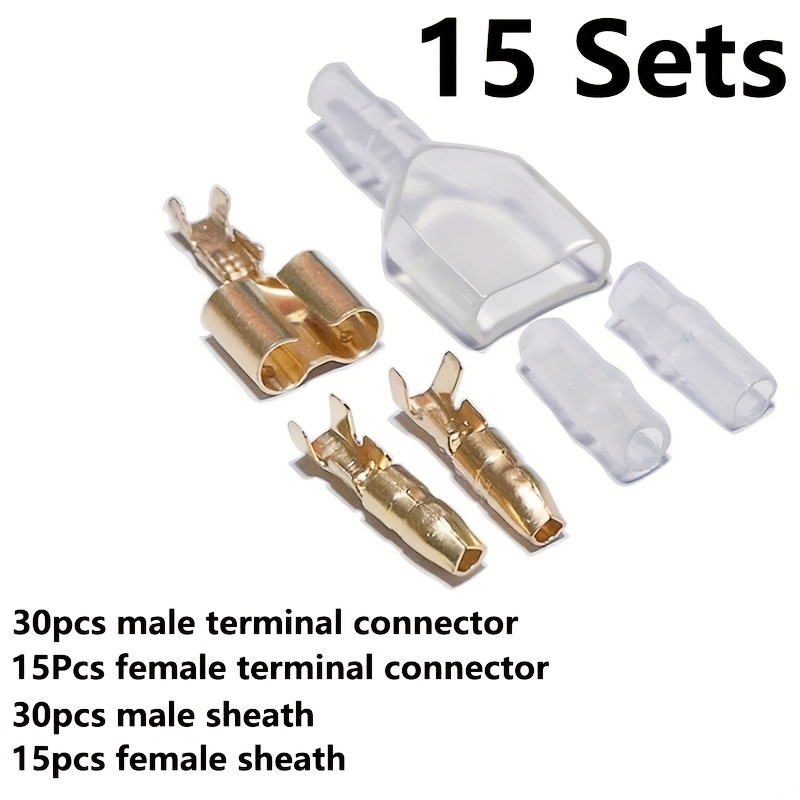 Image of 15 Sets (male Terminal Connector And Female Terminal Connector And Male Sheath And Female Sheath) Wire Connector Suitable For 0.3mm-1.5mm², Awg22-15