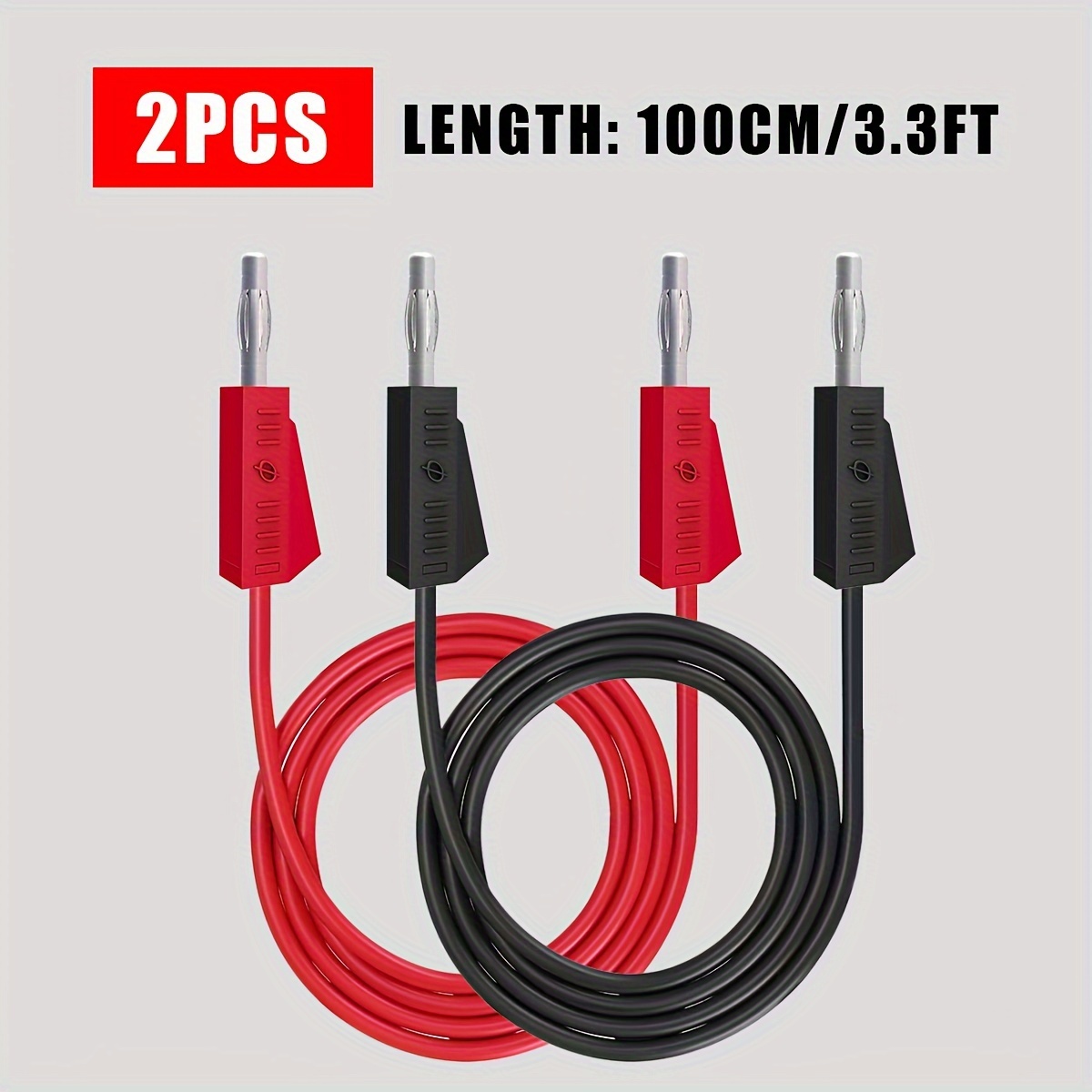 2 Banana Plugs For Testing Leads, 4mm Stackable Banana Plug Test Cable, Multimeter Electrical Testing Wire