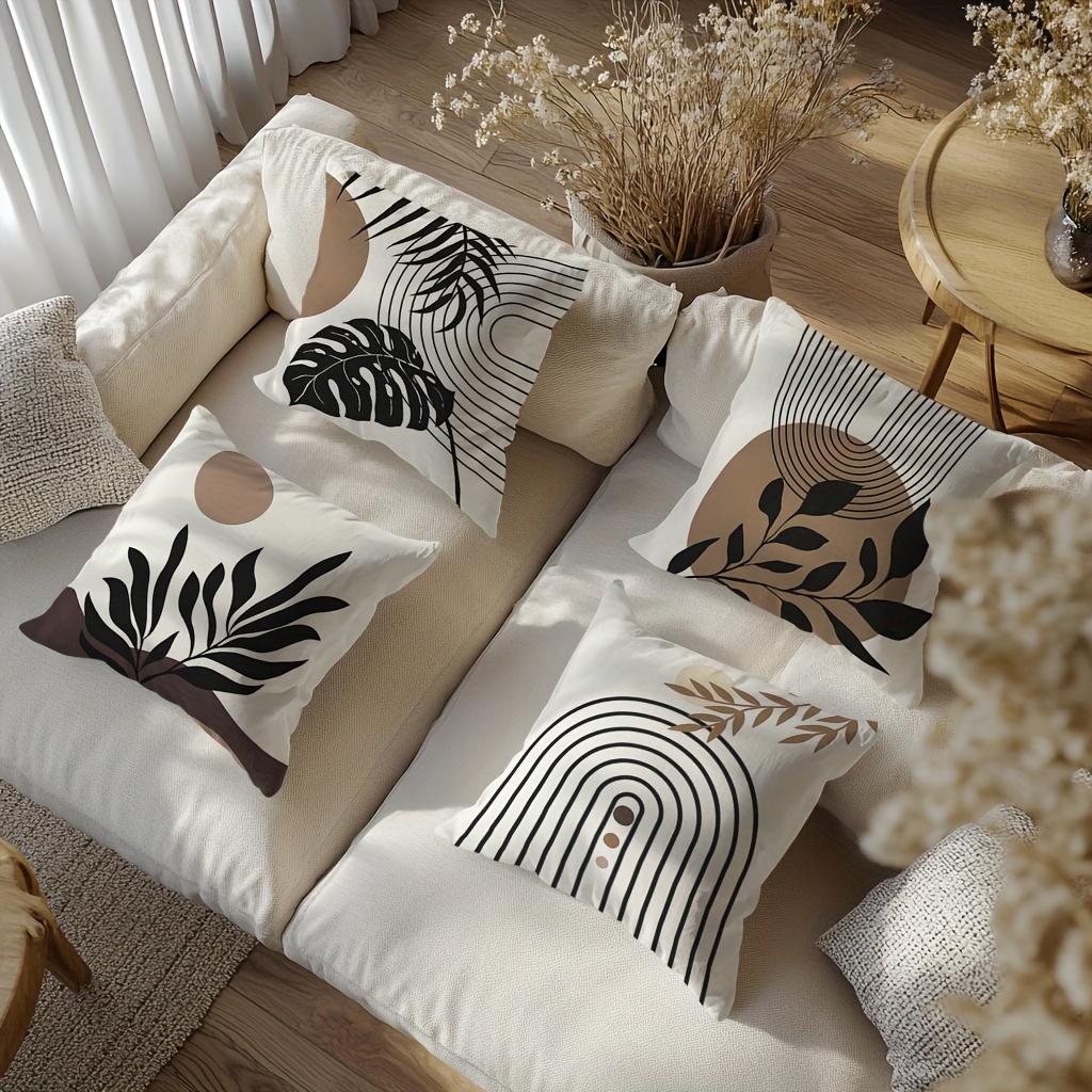 4pcs brown geometric shapes throw pillow covers Temu Mexico