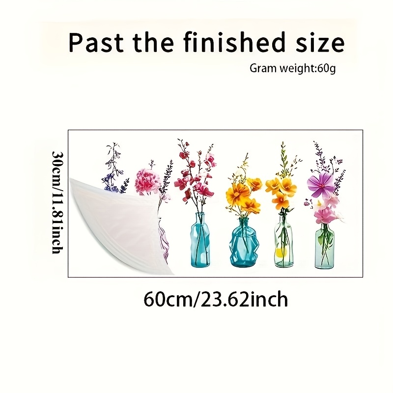 E-shop Wiederverwendbare Statische Fenster- & Wandsticker - Mehrfarbige Blumenvasen mit Leuchtenden Rosen, Gänseblümchen Tulpen in Lavendelfarben -