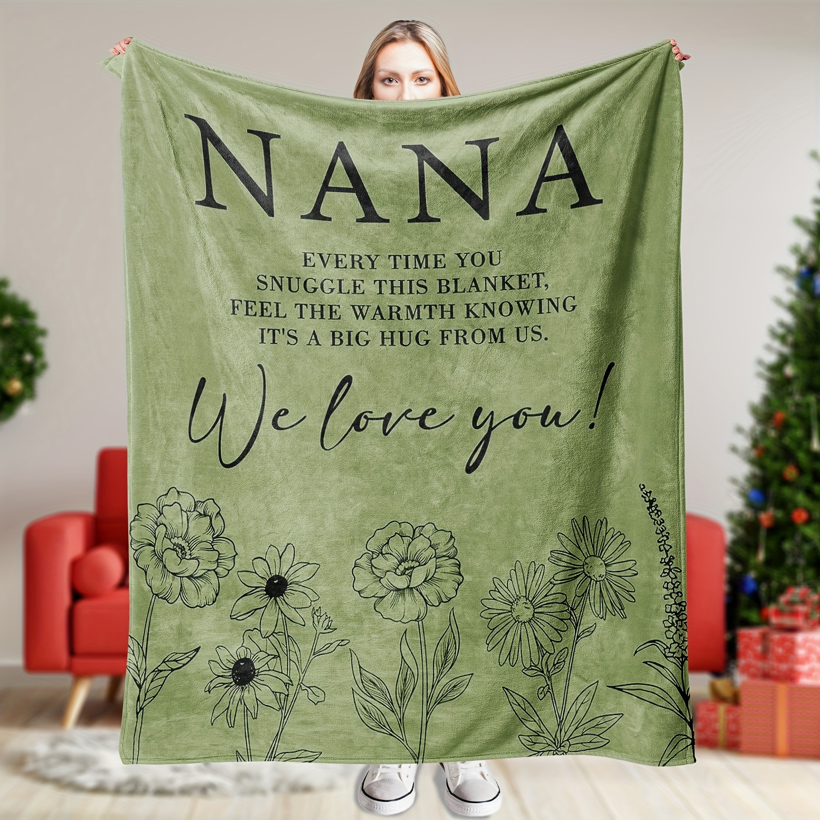 

Gifts For Nana Blanket, Nana Birthday Gifts, , For Day Christmas, Super Soft Flannel Throw Blanket For Nana, Grass Green