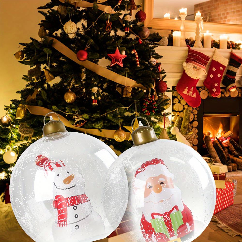 1pc large inflatable christmas ball with base heavy duty pvc outdoor indoor   style santa snowman spherical tree topper with hanging ornaments sturdy   clear dome for self standing winter     setup durable portable holiday decoration Product details 3
