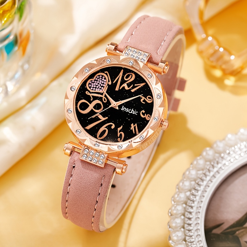 Conjunto de Relógio de Quartzo Analógico Feminino Elegante e Moderno 3