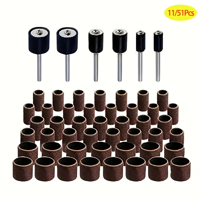 

11/51pcs Sanding Drum Kit For Drill Presses And Power Drills, Including Rubber Drum Mandrels Drum Kit Sanding Bands