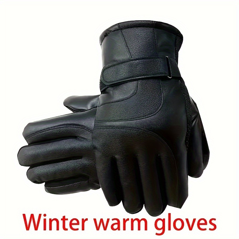 TEMU 1 Warm Gloves, Lining , Touchscreen Compatible, , Thickened , Christmas For Men And Women, , & Leisure, Skating Accessories, Pu Material