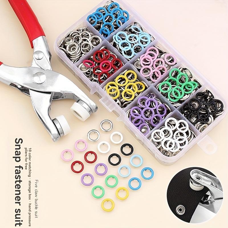 

1set Snap Fasteners Kit With Hand Press Pliers, Assorted Colors Sew-free Snap Buttons For Diy Crafts, Durable Metal Hidden Buckle With Multifunctional Installation Tool