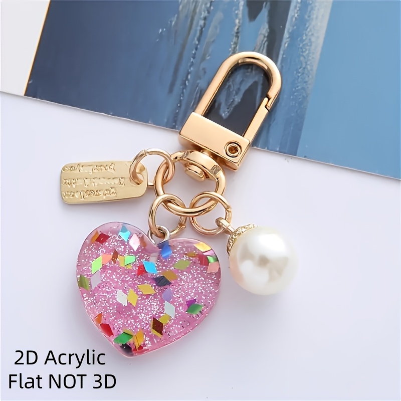 TEMU Ciondolo portachiavi a forma di cuore multicolore, originale e abbagliante, con un design vivace e . Pu簷 utilizzato come ciondolo per borsa,