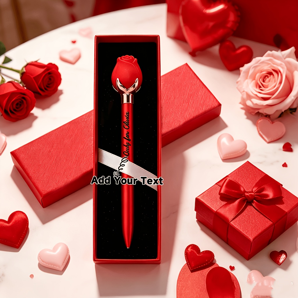 TEMU Ensemble de stylos à bille personnalisables 2 pièces/ensemble, pour la Saint-Valentin, stylo à bille personnalisé avec nom/date/, | 1 stylo de