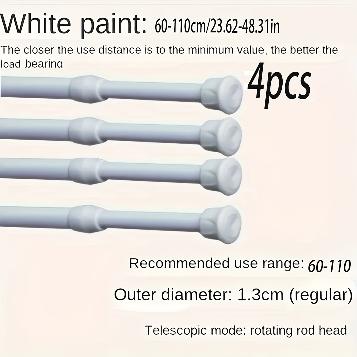 TEMU Set Of 4 Versatile Tension Rods For Securing Windows, Requiring No Electricity For Installation. Ideal For Bathroom Cabinets And , Rods Improve