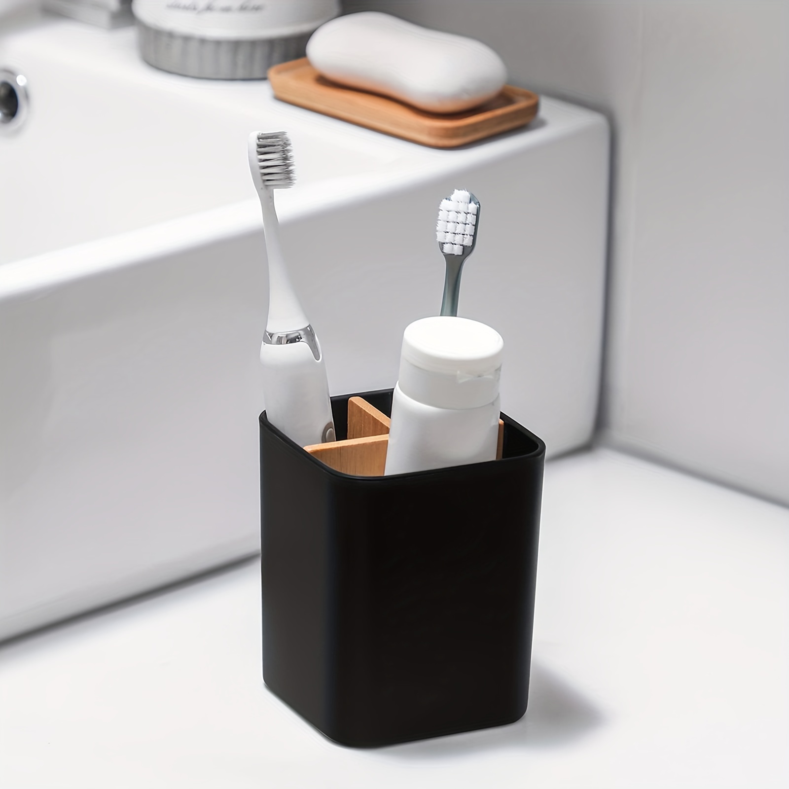 

3-slot Toothbrush For Bathroom - Freestanding Organizer For Toothbrushes, Floss & Shavers, Christmas/halloween Decoration